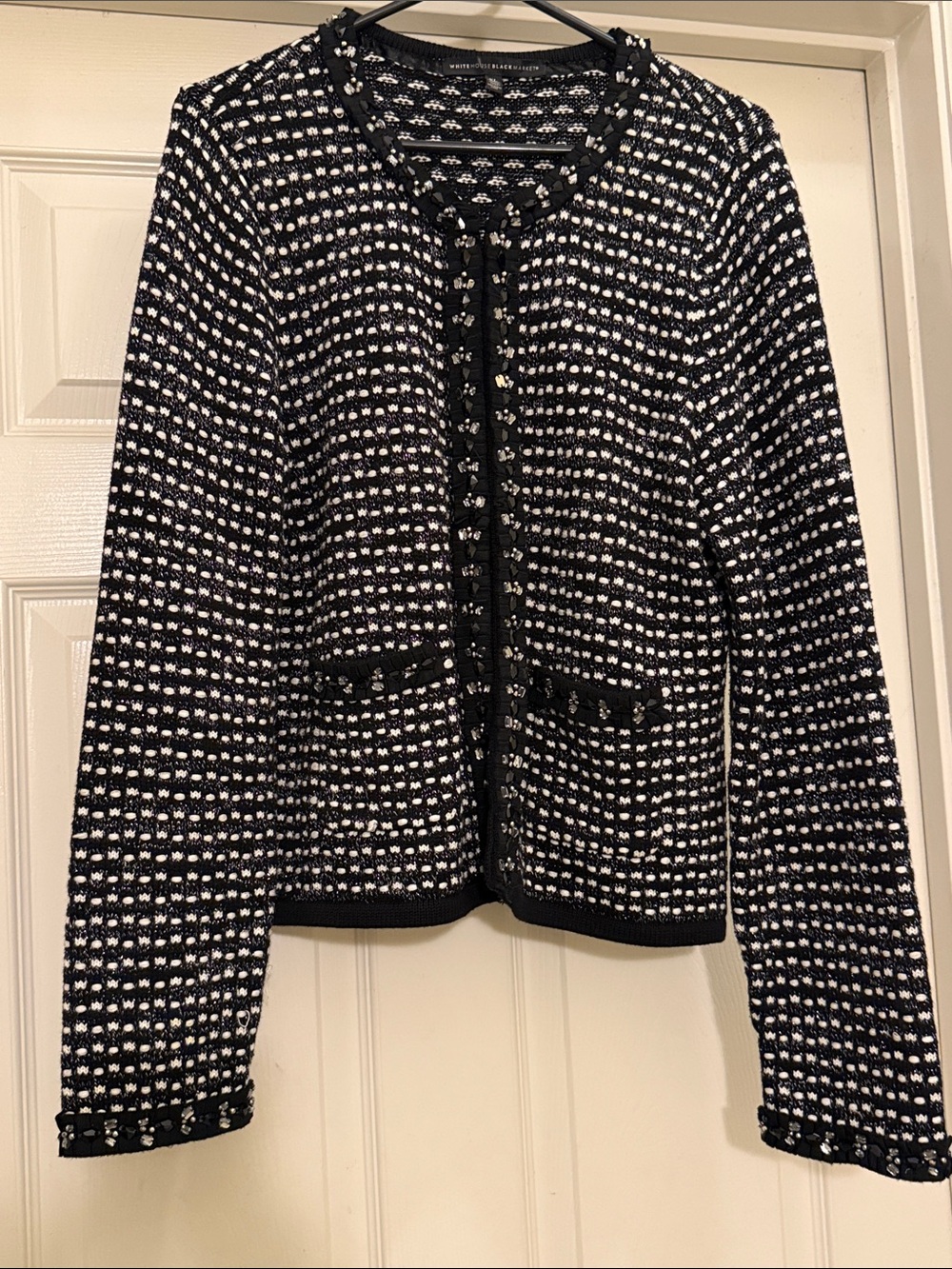 White House Black Market Black and White Knit Cardigan